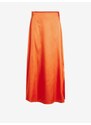 Oranžová dámská saténová maxi sukně VILA Ella - Dámské