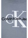 Bavlněná mikina Calvin Klein Jeans pánská, šedá barva, s aplikací