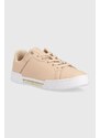 Kožené sneakers boty Tommy Hilfiger COURT SNEAKER GOLDEN TH béžová barva, FW0FW07116