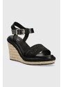 Sandály Calvin Klein WEDGE 70HH - HE dámské, černá barva, na klínku, HW0HW01499