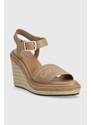 Sandály Calvin Klein WEDGE 70HH - HE dámské, béžová barva, na klínku, HW0HW01499