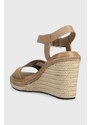 Sandály Calvin Klein WEDGE 70HH - HE dámské, béžová barva, na klínku, HW0HW01499