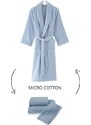 Soft Cotton Pánský a dámský župan MICRO COTTON, Světle modrá, 380 gr / m², Česaná prémiová bavlna 100% MICRO, Dlouhý