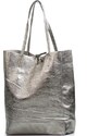 Blaire Kožená shopper kabelka Solange kovově stříbrná