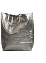 Blaire Kožená shopper kabelka Solange kovově stříbrná