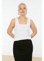 Trendyol Curve Black-White Basic Corded 2-Pack Square Collar Knitted Tank Top