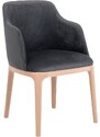 Nordic Design Tmavě šedá sametová jídelní židle Lola s područkami