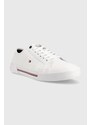 Kožené tenisky Tommy Hilfiger CORE CORPORATE VULC LEATHER pánské, bílá barva, FM0FM04561