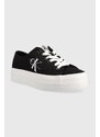 Tenisky Calvin Klein Jeans VULC FLATFORM ESSENTIAL MONO dámské, černá barva, YW0YW01030