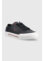 Kožené tenisky Tommy Hilfiger CORE CORPORATE VULC LEATHER pánské, tmavomodrá barva, FM0FM04561