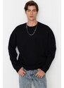 Trendyol Black Oversize/Wide Cut Crew Neck Fleece Inside Mystic Printed Sweatshirt