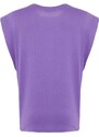 Trendyol Dark Purple 100% Cotton Padded Basic Crew Neck Knitted T-Shirt