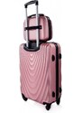 Rogal Tmavě růžová sada (taška+kufr) skořepinových kufrů "Motion" - vel. L, XL