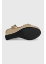 Kožené sandály Calvin Klein WEDGE 70HH W/HW dámské, béžová barva, na klínku, HW0HW01485