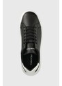 Kožené sneakers boty Calvin Klein LOW TOP LACE UP LTH černá barva, HM0HM01016