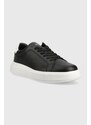 Kožené sneakers boty Calvin Klein LOW TOP LACE UP LTH černá barva, HM0HM01016