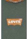Bavlněná mikina Levi's pánská, zelená barva, s aplikací