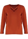 Trendyol Curve Orange Límec Detailní pletený svetr
