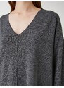 Koton V-Neck Sweatshirt with Bat Sleeves