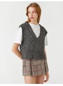 Koton Knitted Sweater V-Neck Hair Braid Patterned