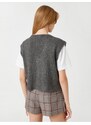 Koton Knitted Sweater V-Neck Hair Braid Patterned