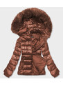 W COLLECTION Krátká hnědá dámská zimní bunda (YP-20129-106)