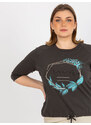 Fashionhunters Dámské tričko plus size s 3/4 raglánovým rukávem - khaki
