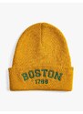 Koton College Embroidered Beanie with Fold Detail