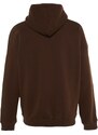 Trendyol Brown Oversize/Wide-Fit Hooded Cotton Unisex Sweatshirt