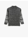 Koton Half-Zip Standing Collar Knitwear Sweater Long Sleeves Patterned