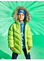 Koton Long Puffer Coat Faux Fur Detail Hooded Zippered Pocket