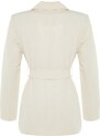 Trendyol Cream Tie Waist Belted Woven Lined Jacket