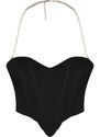 Trendyol Black Crop Woven Accessorized Bustier