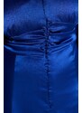 Trendyol Curve Indigo Button Detailní saténové tkané šaty