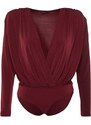 Trendyol Curve Claret Red Padded Double Breasted Knitted Body with Closure and Snap Fasteners