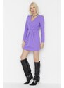 Trendyol limitovaná edice fialových nabíraných tkaných šatů