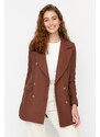 Trendyol Brown Woven Lined Double Breasted Blazer with Closure