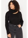 Trendyol Curve Black Detachable Collar Thin Knitwear Sweater