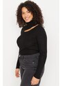 Trendyol Curve Black Detachable Collar Thin Knitwear Sweater