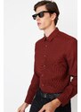 Trendyol Claret Red Men's Slim Fit Textured Easy-to-Iron Shirt