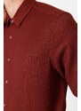 Trendyol Claret Red Men's Slim Fit Textured Easy-to-Iron Shirt