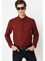 Trendyol Claret Red Men's Slim Fit Textured Easy-to-Iron Shirt