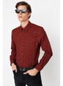 Trendyol Claret Red Men's Slim Fit Textured Easy-to-Iron Shirt