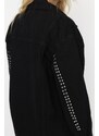 Trendyol Black Staple Detailní oversized džínová bunda