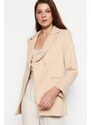 Trendyol Beige Woven Lined Double Breasted Blazer with Closure