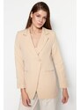 Trendyol Beige Woven Lined Double Breasted Blazer with Closure