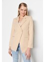 Trendyol Beige Woven Lined Double Breasted Blazer with Closure