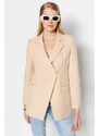 Trendyol Beige Woven Lined Double Breasted Blazer with Closure