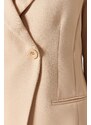 Trendyol Beige Woven Lined Double Breasted Blazer with Closure