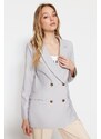 Trendyol Gray Woven Lined Double Breasted Blazer with Closure